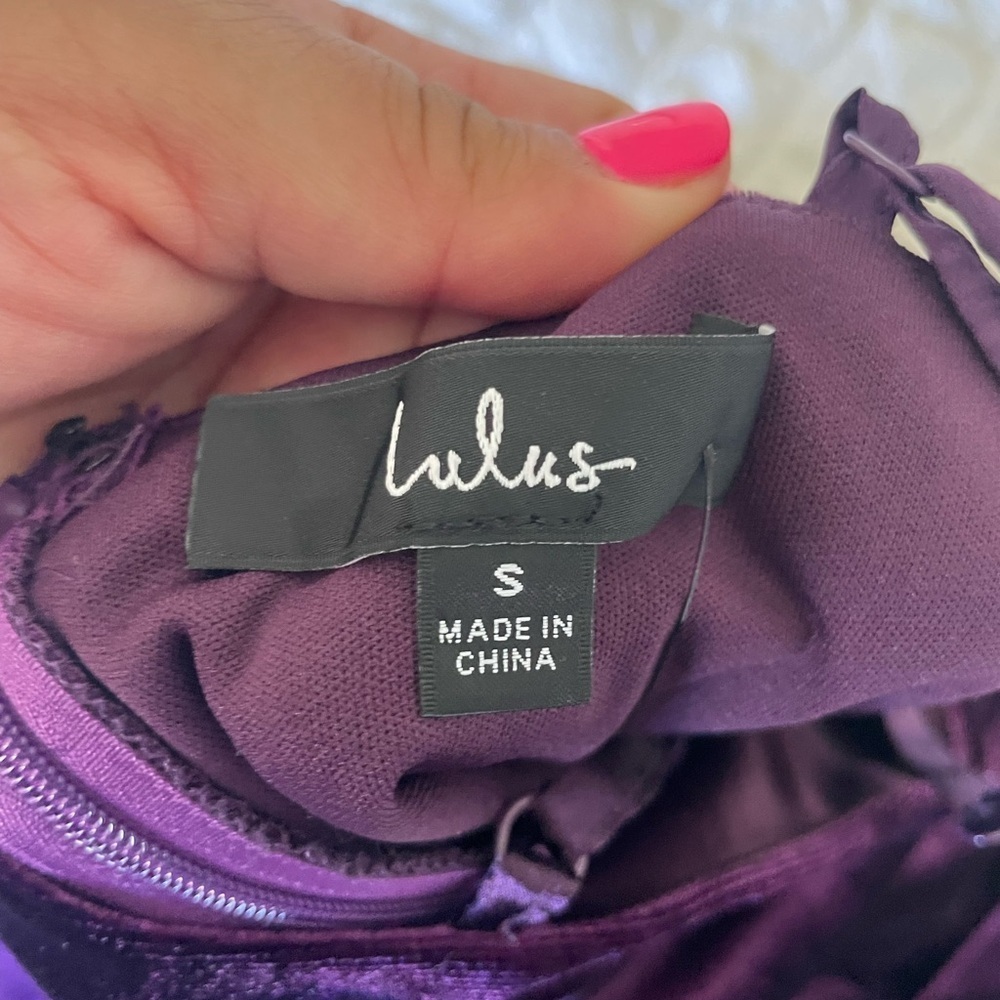 Lulu's Gotta Shine Deep Purple Velour Midi Dress - Picture 8 of 14